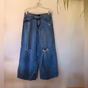 GAP Women's Blue Wide Leg Distressed Jeans